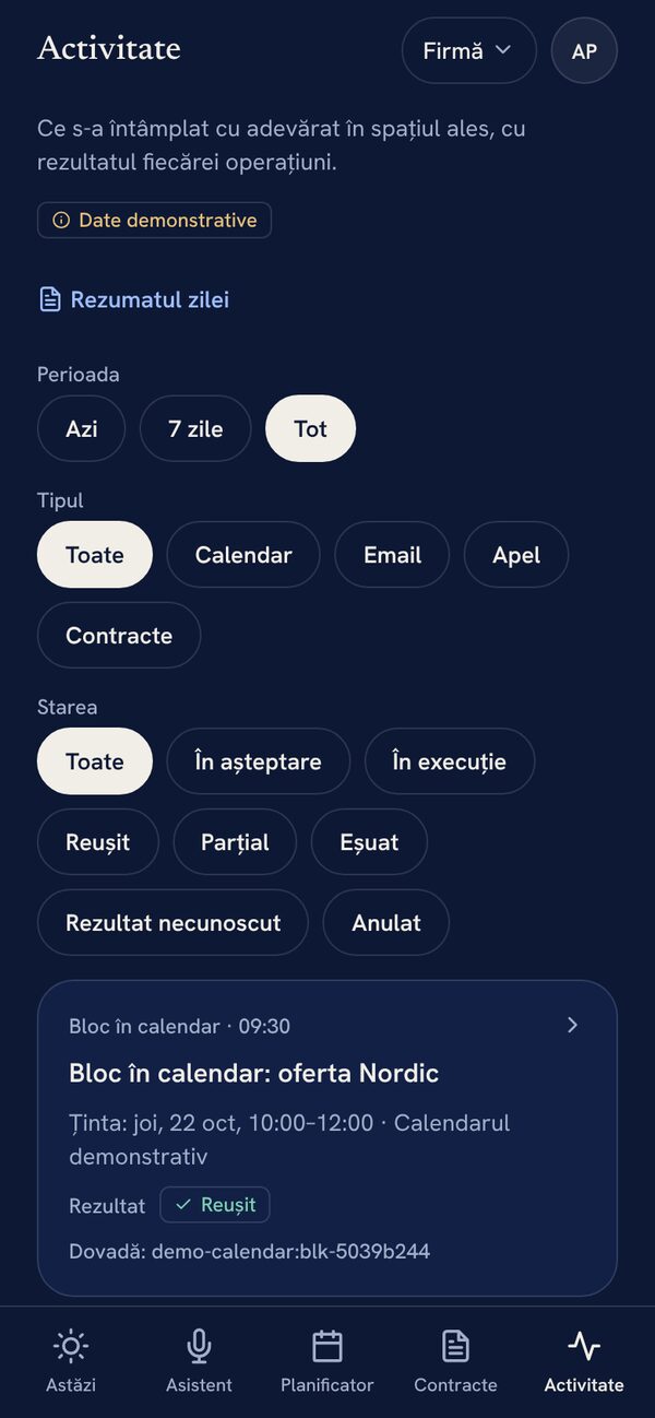Activitatea: ce s-a făcut, cu dovada fiecărei acțiuni